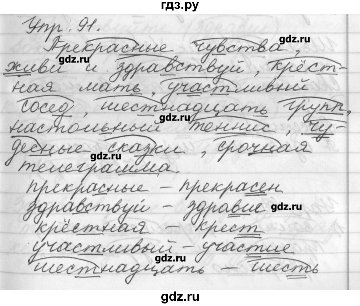 ГДЗ по русскому языку 3 класс  Бунеев   упражнение - 91, Решебник №1